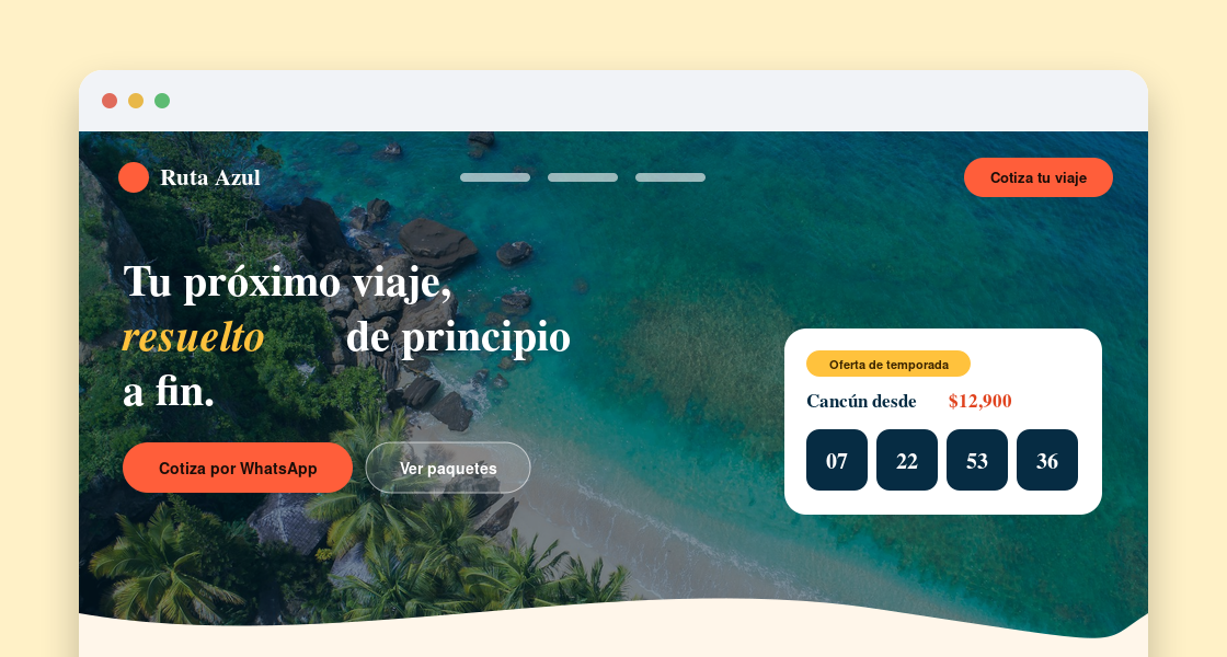 Vista previa del sitio demo Ruta Azul Viajes