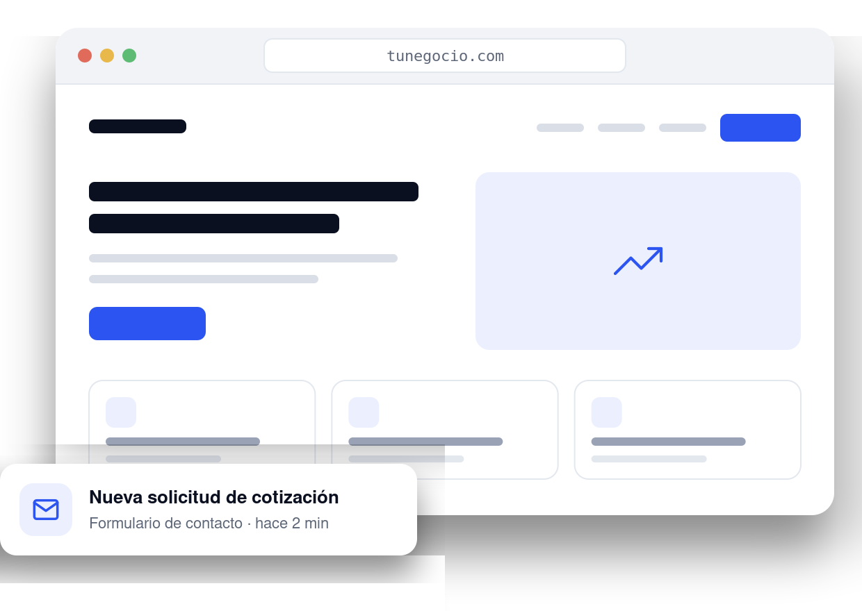Maqueta de un sitio web profesional en un navegador